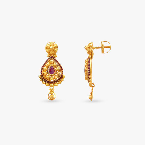 Heritage Bloom Gold Drop Earrings