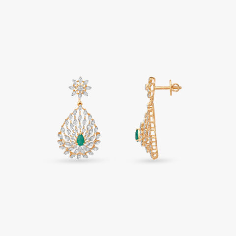 Cascading Leaf Diamond Drop Earrings