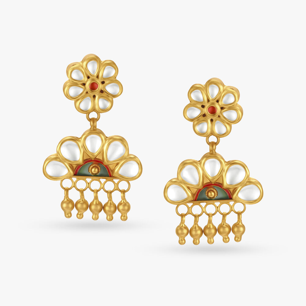 Ornate Kundan Drop Earrings