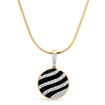 18 KT Yellow Gold Shimmering Waves Diamond Pendant