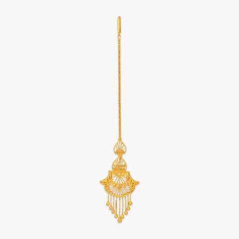 Arched Drape Gold Maang Tikka