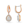 Shimmering 18 Karat White And Rose Gold And Diamond Teardrop Hoops,,hi-res image number null
