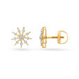 Fancy Floral Gold and Diamond Stud Earrings,,hi-res image number null