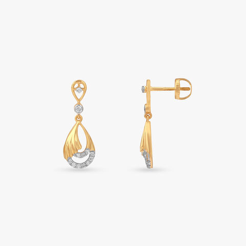 Whispering Curve Diamond Drop Earrings