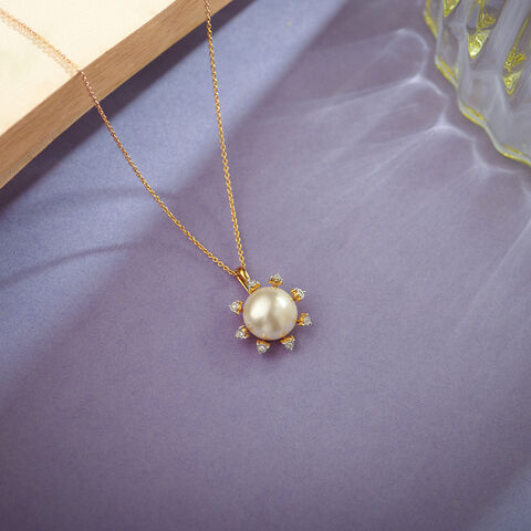 Stunning Sun Inspired Diamond Pendant in White and Rose Gold