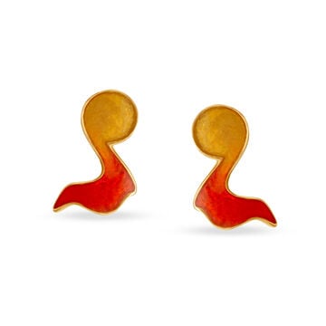 Exquisite Music Notes Pattern Gold Stud Earrings for Kids