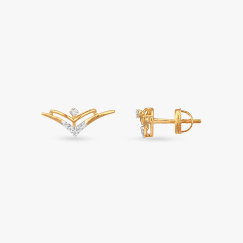 Arc Crest Diamond Stud Earrings