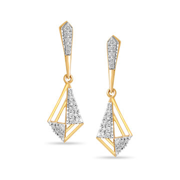 14Kt Yellow Gold Elegant Equilibrium Diamond Drop Earring