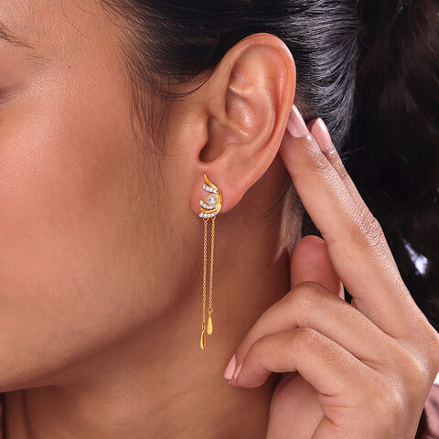 Luminous Cascade Gold & Diamond Drop Earrings