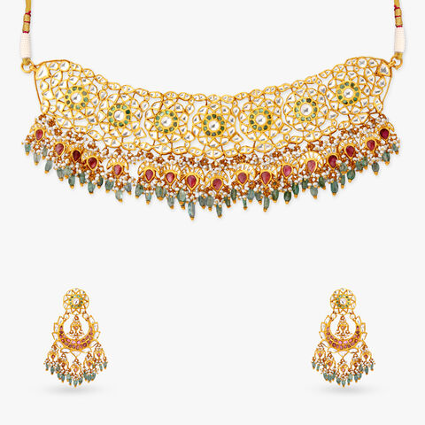 Imperial Rosette Gold Necklace Set