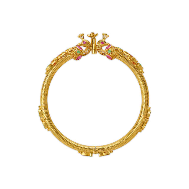 Attractive Emerald and Ruby Gold Kada Bangle,,hi-res image number null