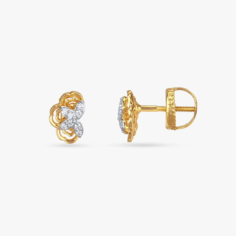 Glimmering Petals Diamond Stud Earrings