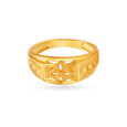 Rhombic Carved Gold Finger Ring For Men,,hi-res image number null