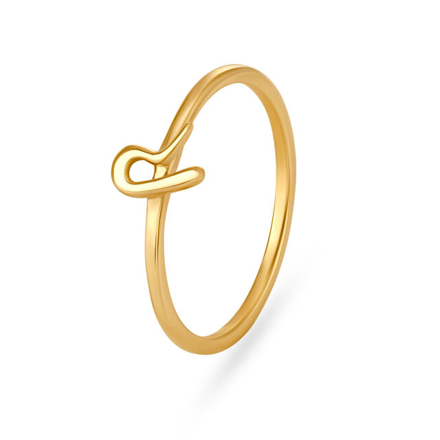 Letter R 14KT Yellow Gold Initial Ring,,hi-res image number null