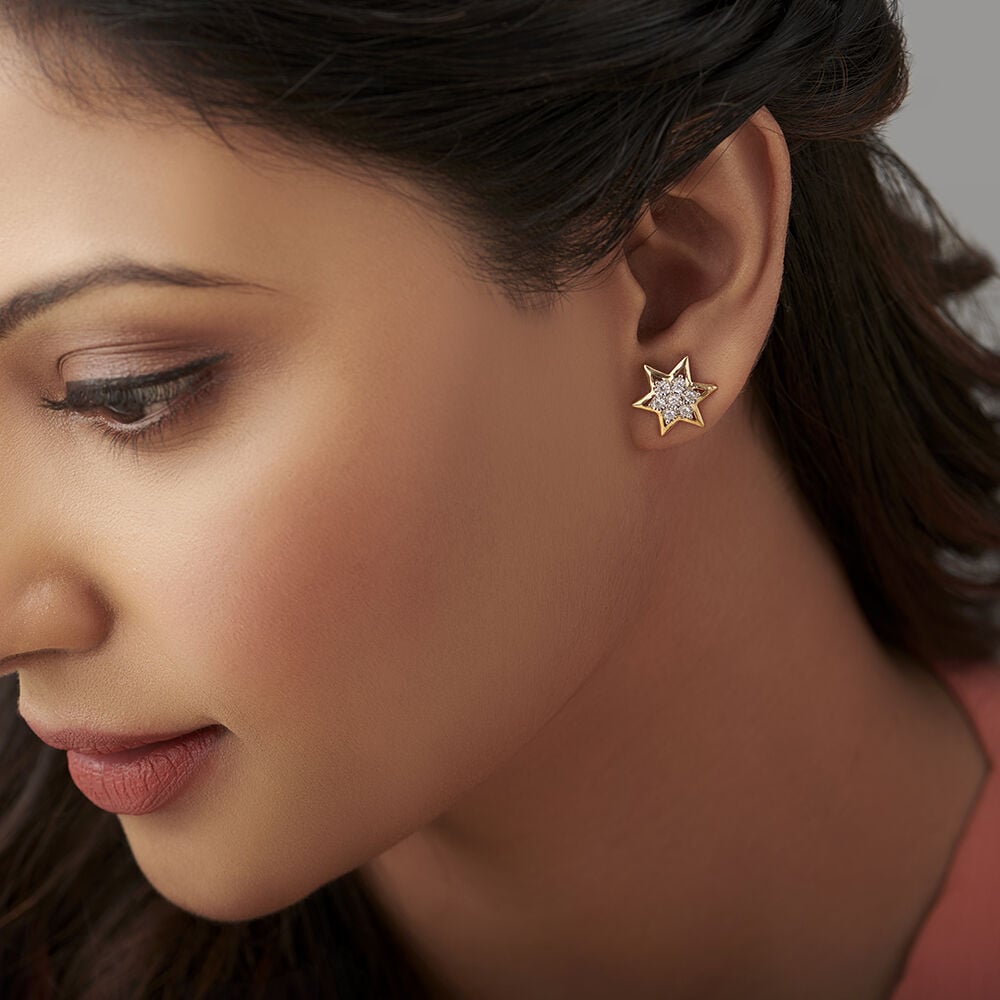 Nakshatra Pattern Diamond Stud Earrings