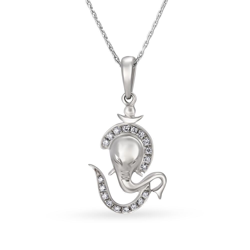Propitious 950 Karat Platinum And White Gold And Diamond Deity