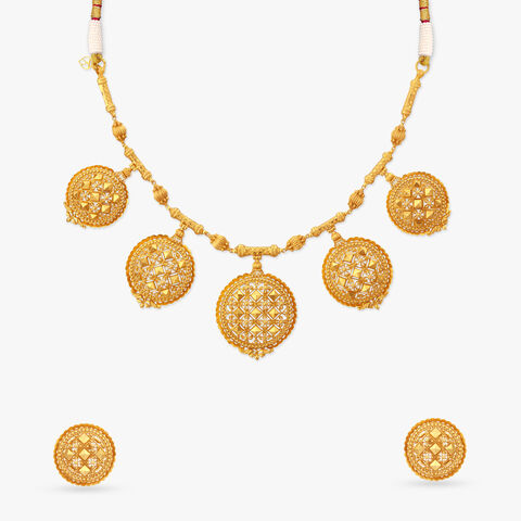 Cosmic Mandala Gold Necklace Set