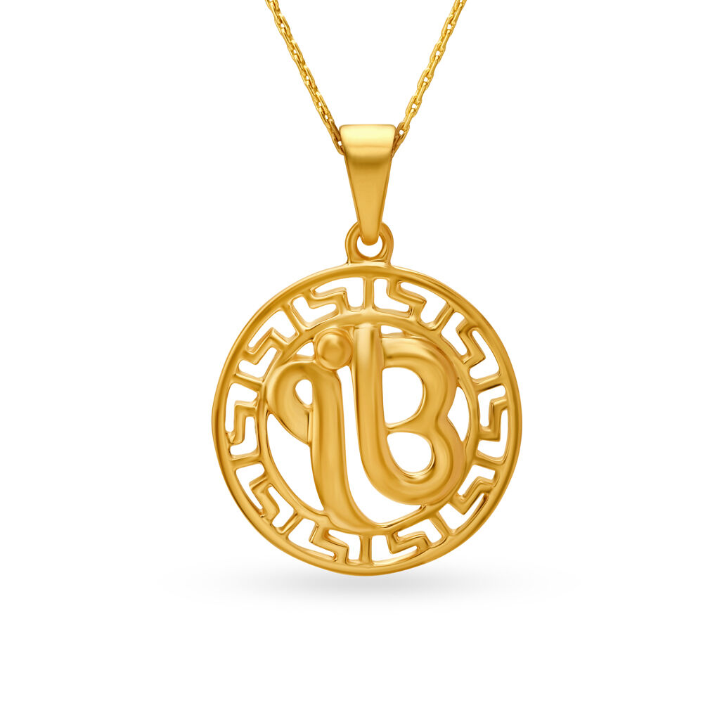 Elegant 22 Karat Yellow Gold Ik Onkar Pendant