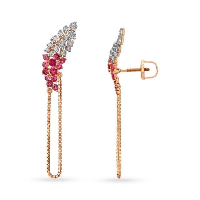 Stylish Diamond and Ruby Necklace Earrings Set in Rose Gold,,hi-res image number null