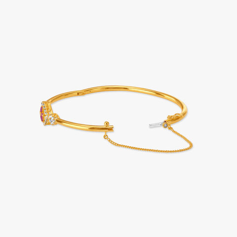 Ruby Bloom Open Polki Gold Bangle