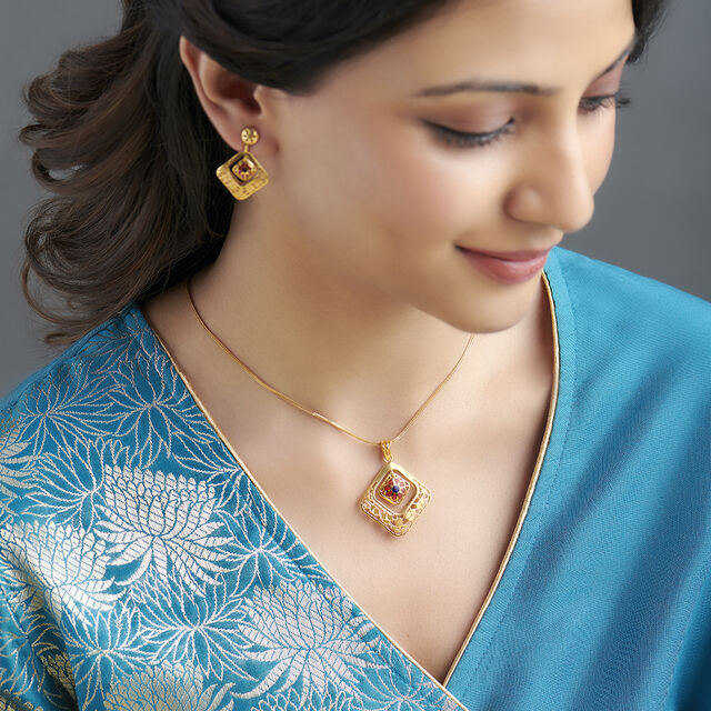 Geometric Pendant and Earrings Set,,hi-res image number null