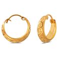 Elegant 22 Karat Yellow Gold Textured Bali Style Hoop Earrings,,hi-res image number null