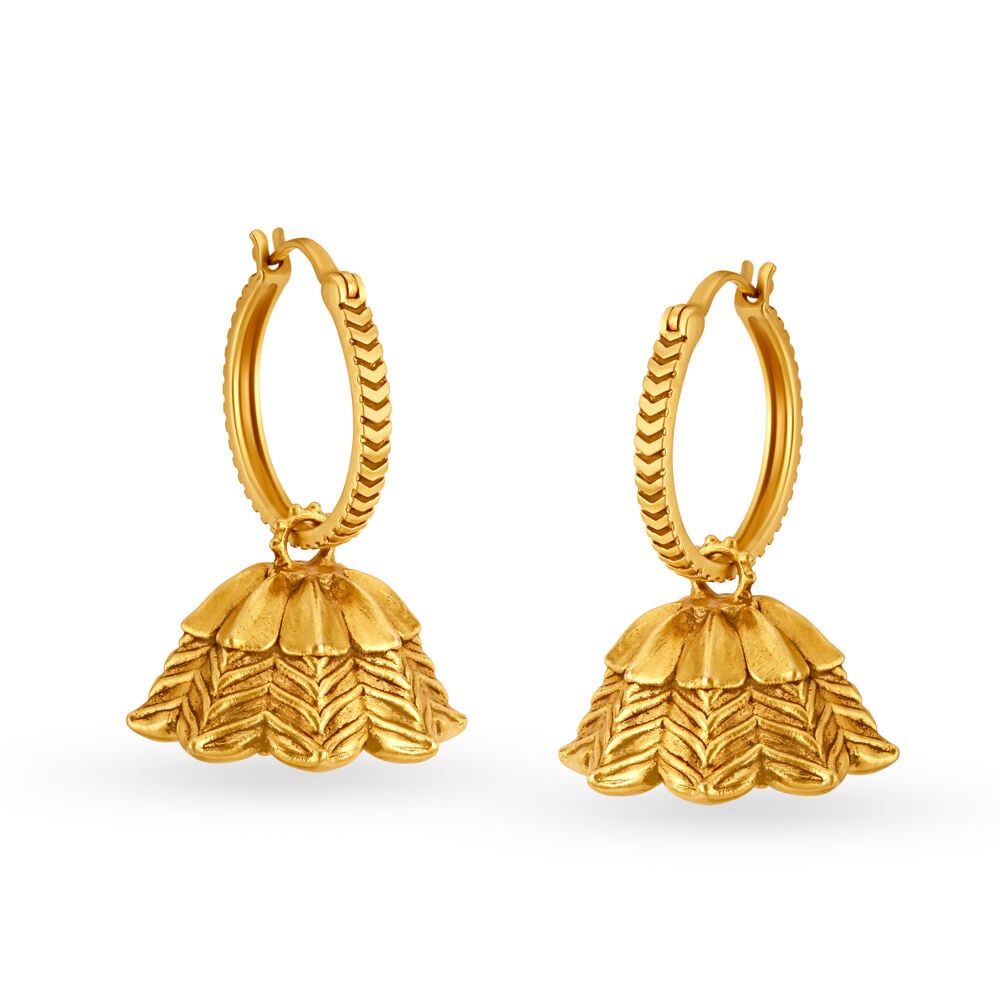 Contemporary Ornate Bali Type Gold Jhumkas