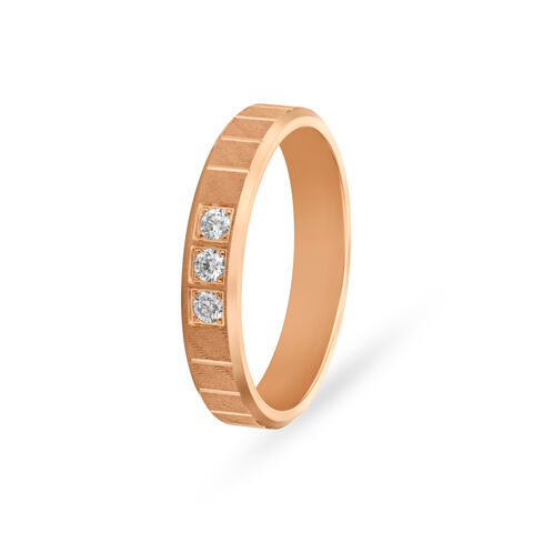 Sleek Diamond 3 Stone Embellished Gold Finger Ring