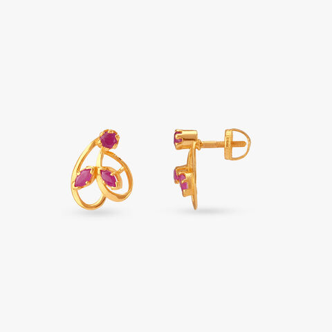 Graceful Loop Ruby Stud Earrings