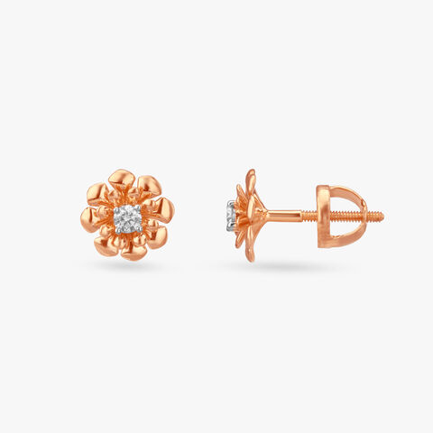 Tiny Flowers Diamond Stud Earrings For Kids