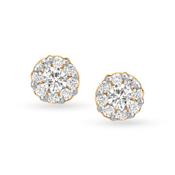 Floral Navratna Diamond Stud Earrings
