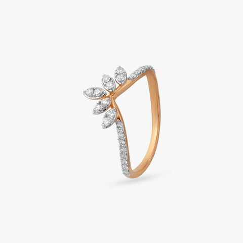 Floral Chevron Diamond Ring