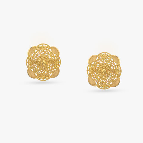 Swirl Spark Gold Stud Earrings