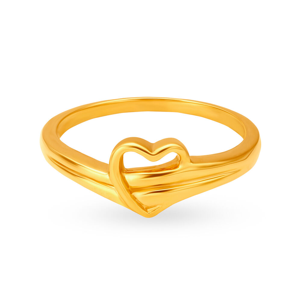 BOVANNI Solid Gold Sparkling Wishbone Heart Ring