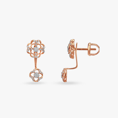 Floral Grace Diamond Drop Earrings