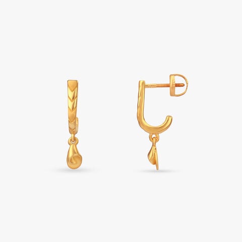 Chevron Teardrop Gold Drop Earrings