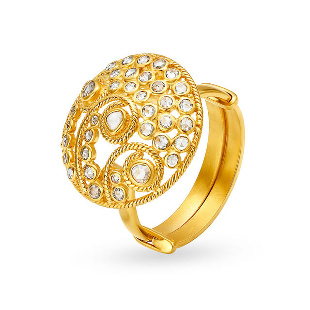 Regal Filigree Multi Stone Gold Ring