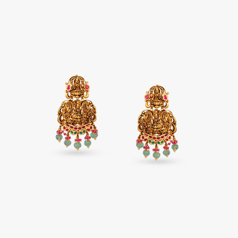 Regal Mosaic Gold Drop Earrings