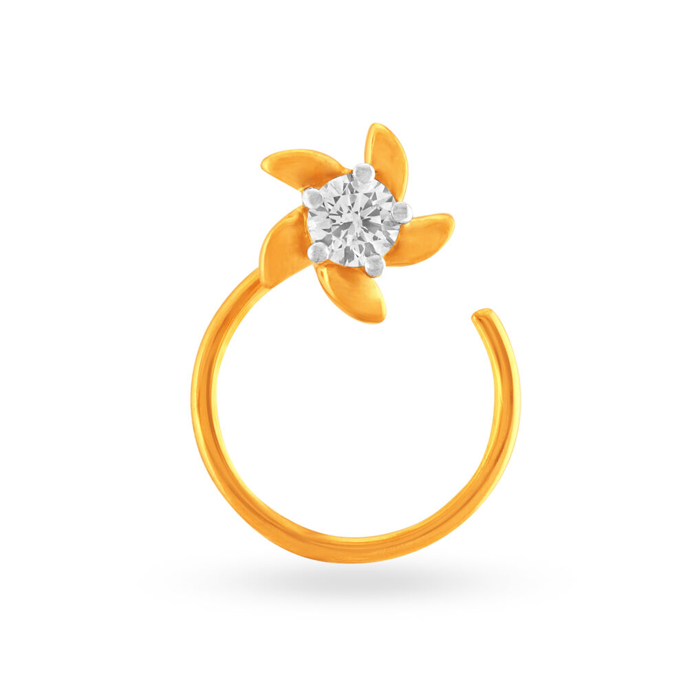 Stunning Floral Gold and Diamond Nose Pin