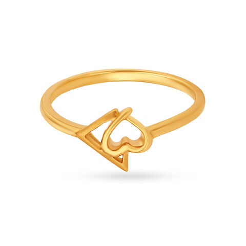 Heart And Triangle Gold Finger Ring