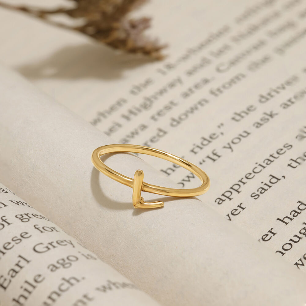 14kt gold sales initial ring
