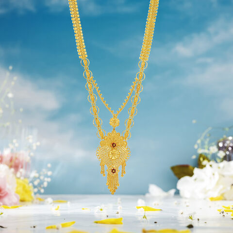 Incandescent Yellow Gold Layered Floral Haaram