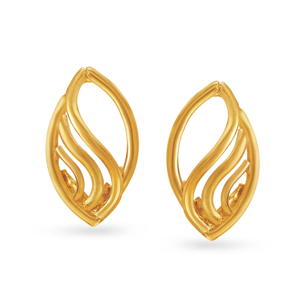 Bewitching Yellow Gold Peacock Stud Earrings