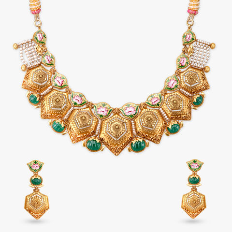 Ornate Blossom Gold Necklace Set