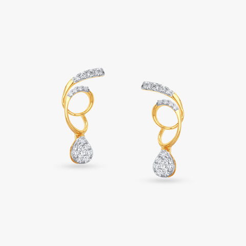 Swirl Teardrop Diamond Drop Earrings