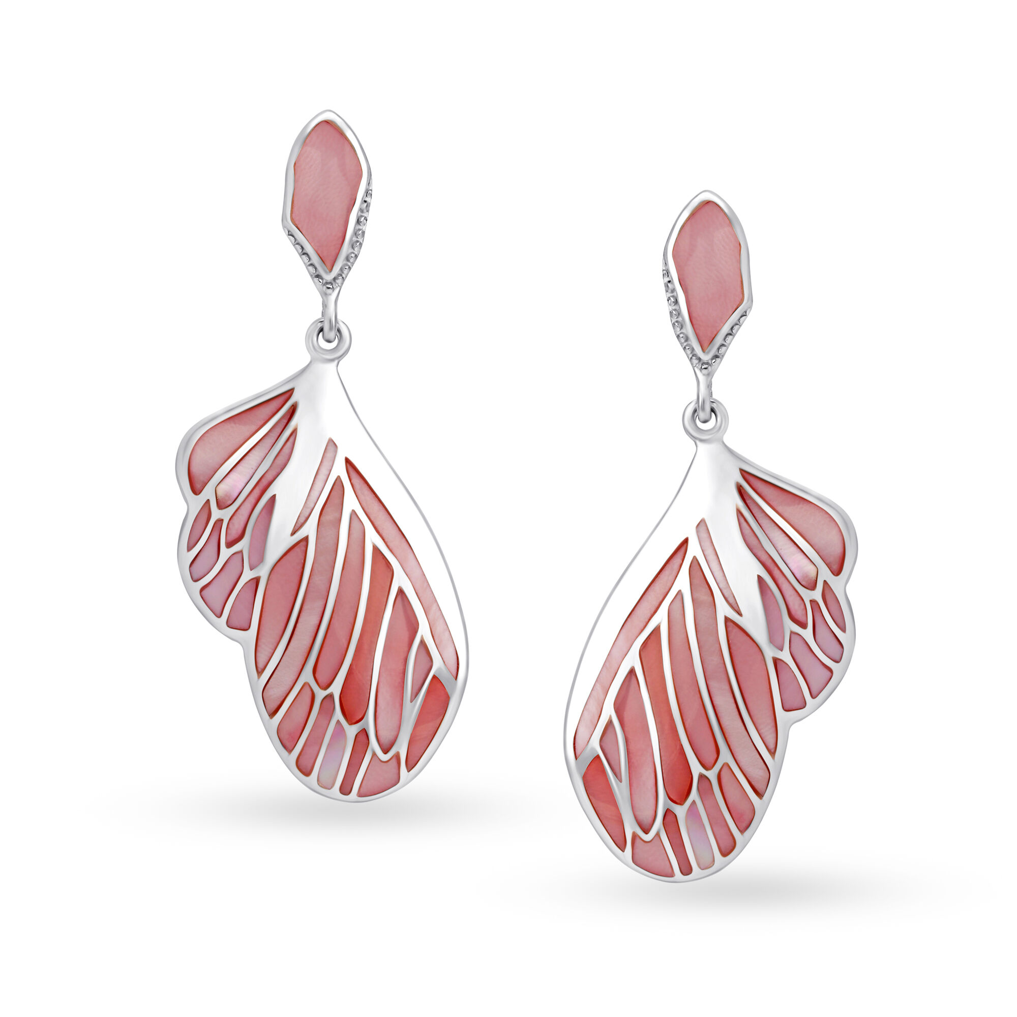 Silver Earrings For Women With Dangling Butterfly Wing