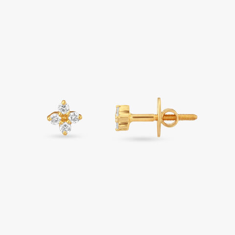 Dainty Daisy Diamond Stud Earrings