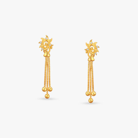 Glimmer Tassel Gold Drop Earrings