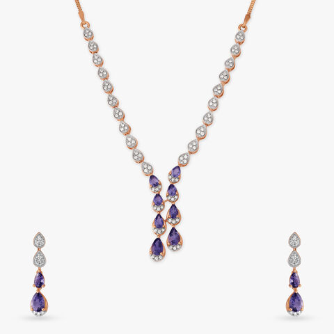 Classy Lariat Diamond Necklace Set