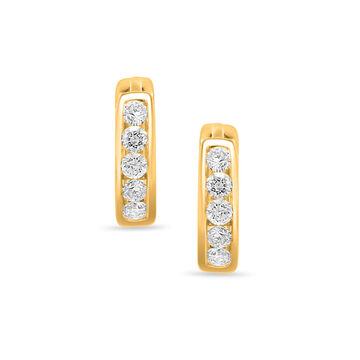 14 KT Modest Diamond Hoop Earrings